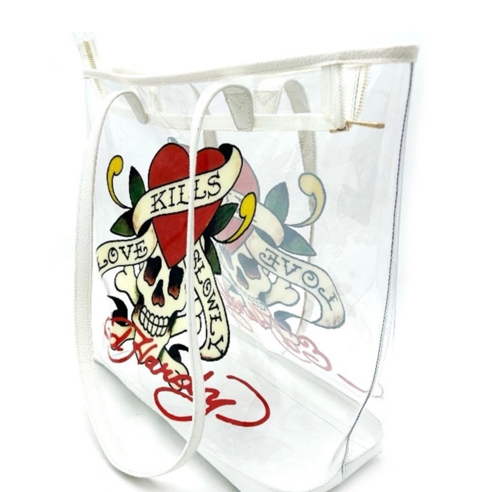 Ed Hardy Transparent Tote with Skull and Heart